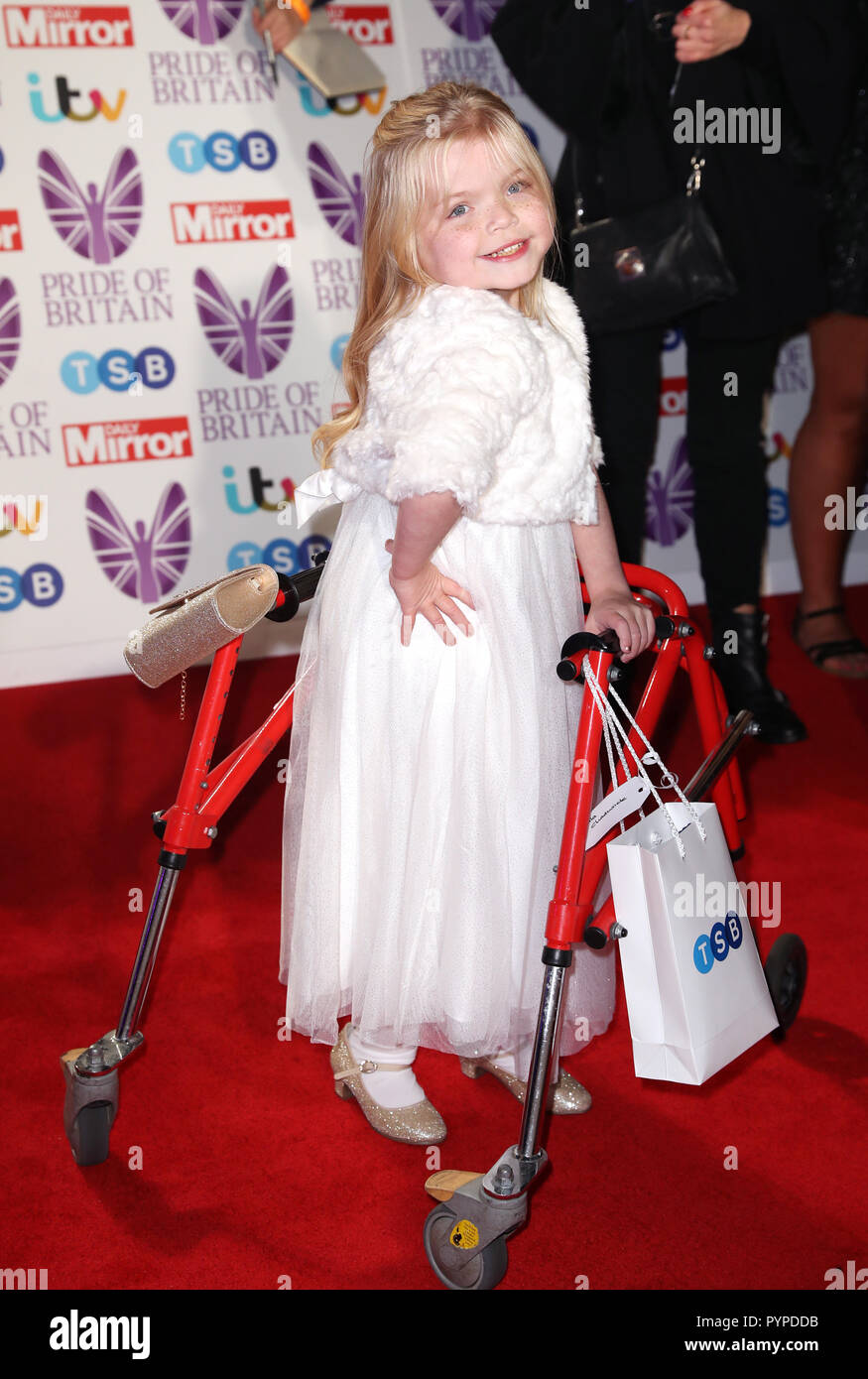 Ella Chadwick during the Pride Of Britain Awards 2018, in partnership with TSB, honouring the nation's unsung heroes and recognising the amazing achievements of ordinary people, held at the Grosvenor House Hotel, London. Stock Photo