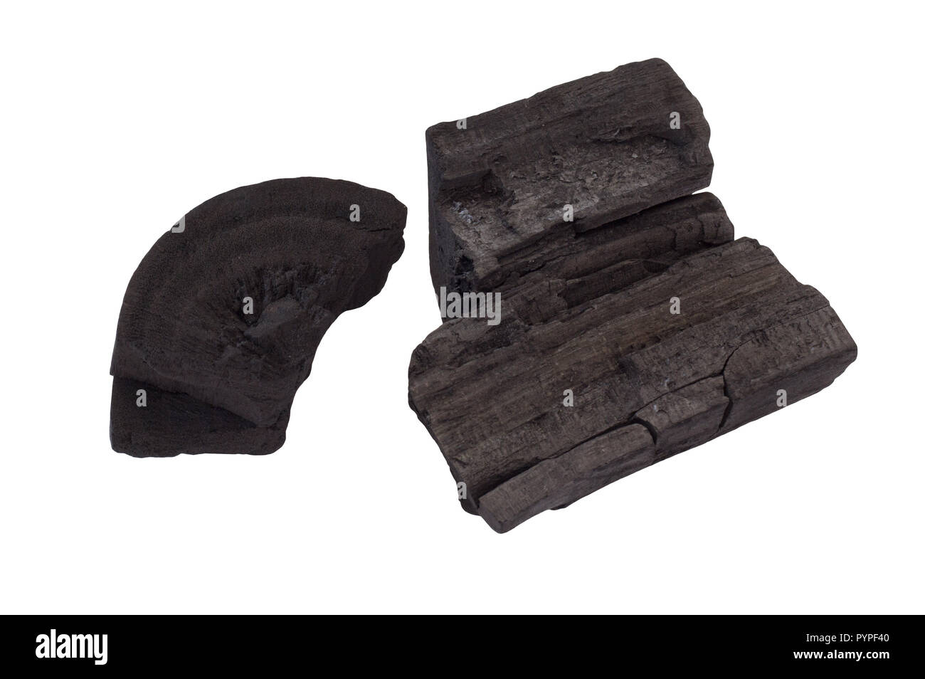Picture of raw black charcoal on white background Stock Photo - Alamy