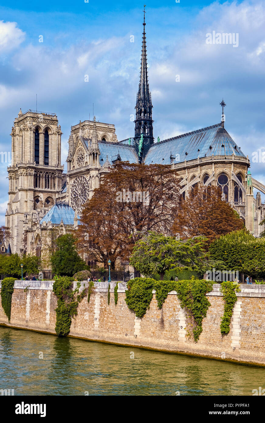 France,Paris, the City Island (l'Ile de la cité),view of the Notre Dame ...