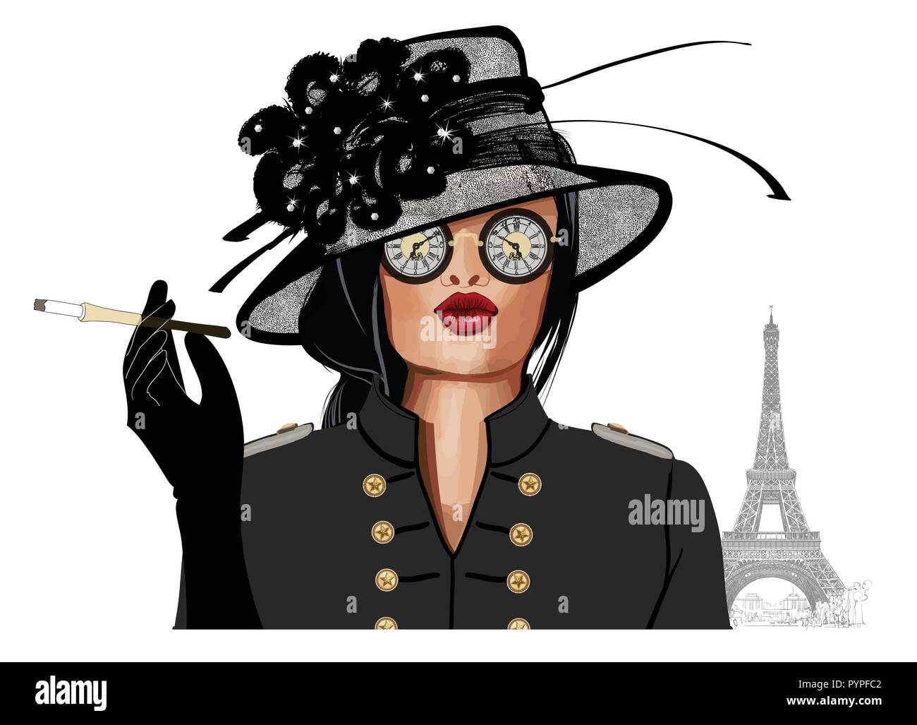 Woman with sunglasses and hat - vector illustration Stock Vector Image ...