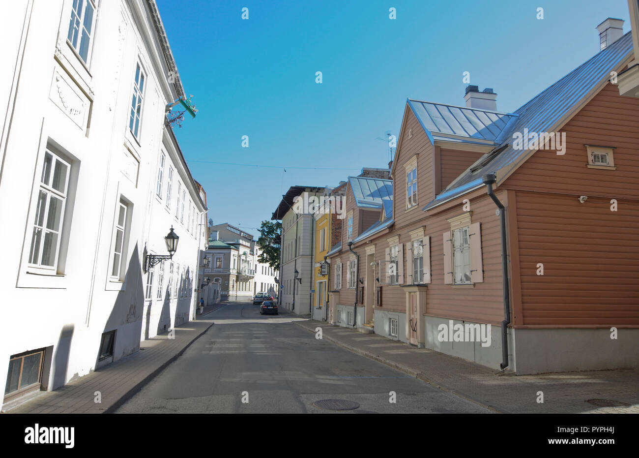 Streets of Tartu Old Town, Estonia Stock Photo