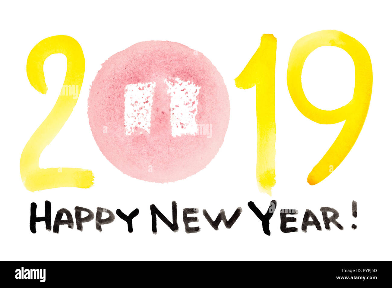 Happy New Year 2019 - Year of The Pig Stock Photo