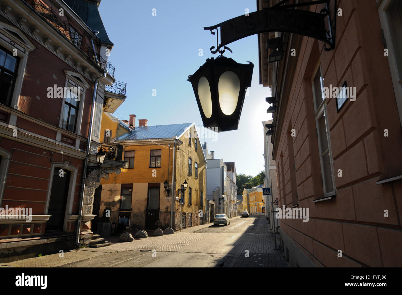 Streets of Tartu Old Town, Estonia Stock Photo