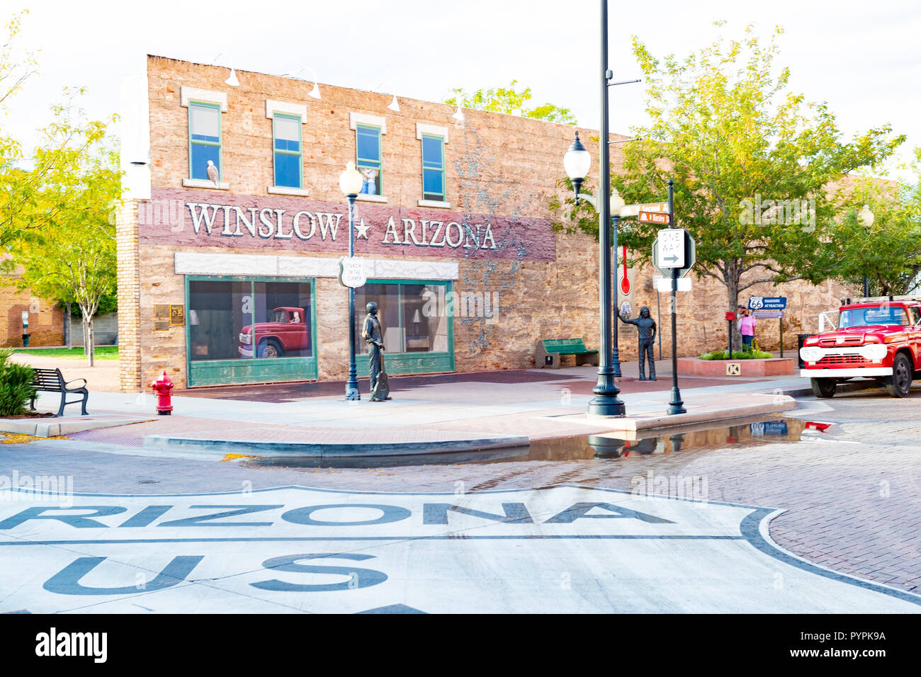 Eagles Standin' on the corner in winslow, arizona attraction Stock