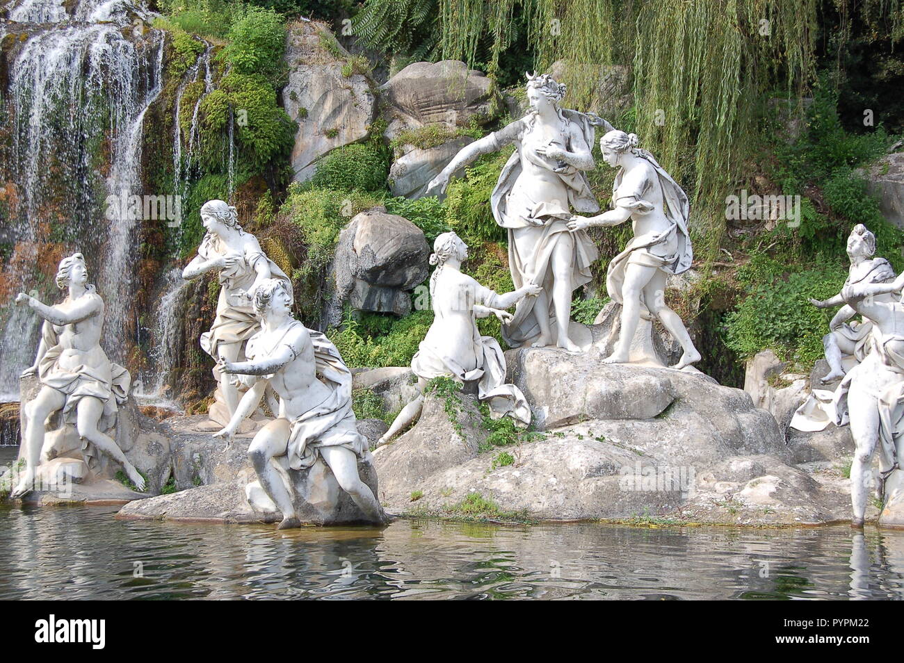 Statue of Artemis at the base of the waterfall at the summer palace in