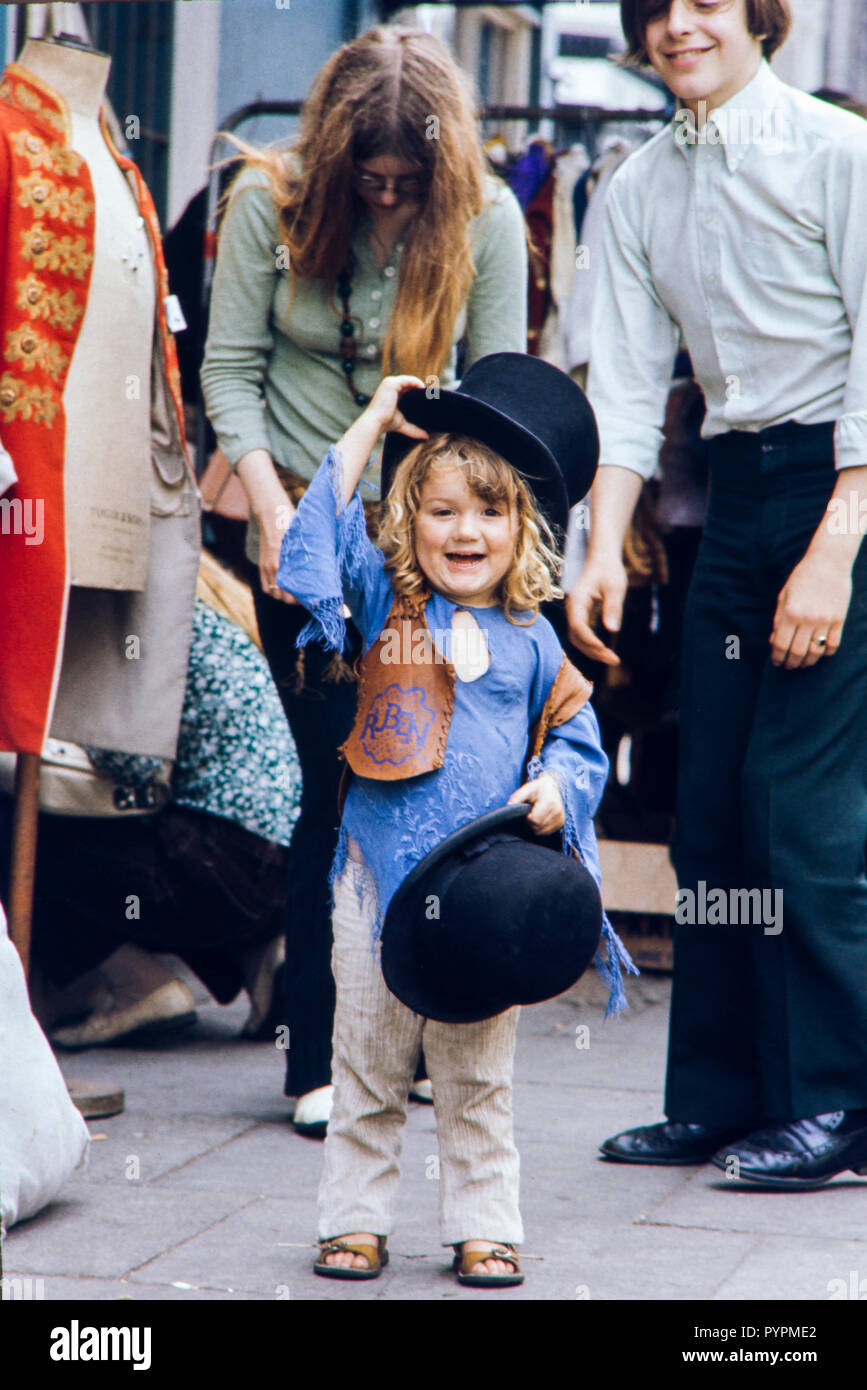 'Tophat Toddler' Hippy lifestyle in Portabello Road, London during the late 1960s Colin Maher/Simon Webster Stock Photo