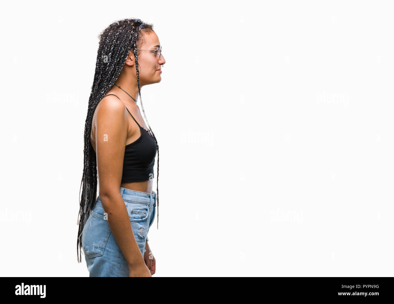 Young Braided Hair African American With Birth Mark Wearing