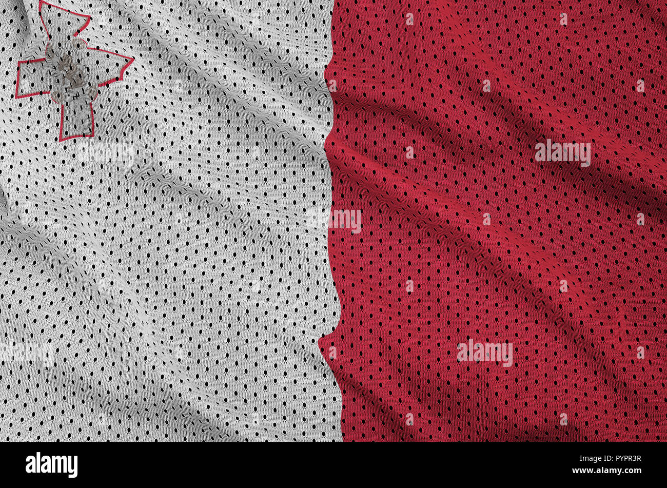 Malta flag printed on a polyester nylon sportswear mesh fabric with