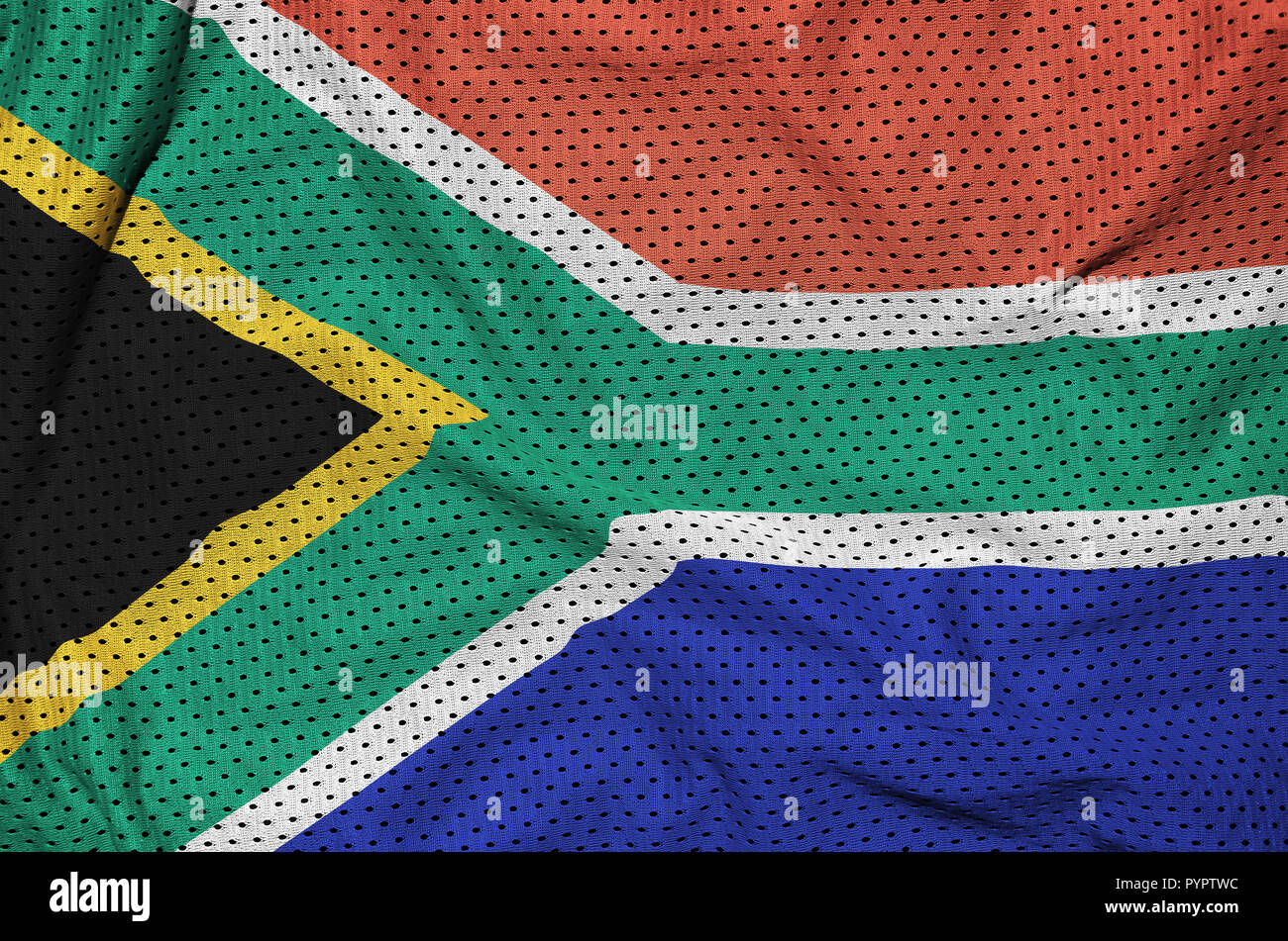 South Africa flag printed on a polyester nylon sportswear mesh fabric
