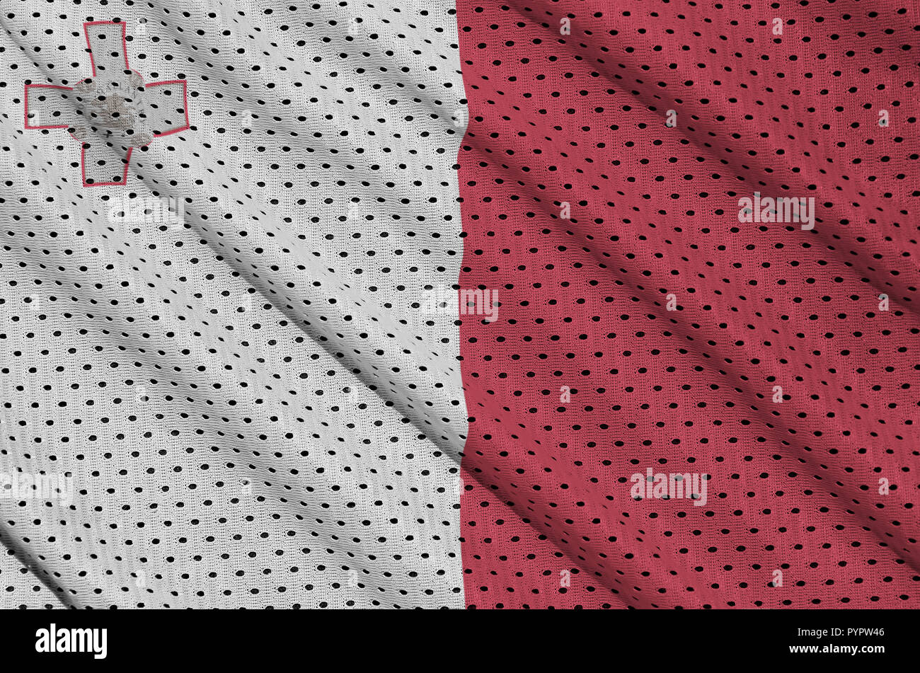 Malta flag printed on a polyester nylon sportswear mesh fabric with