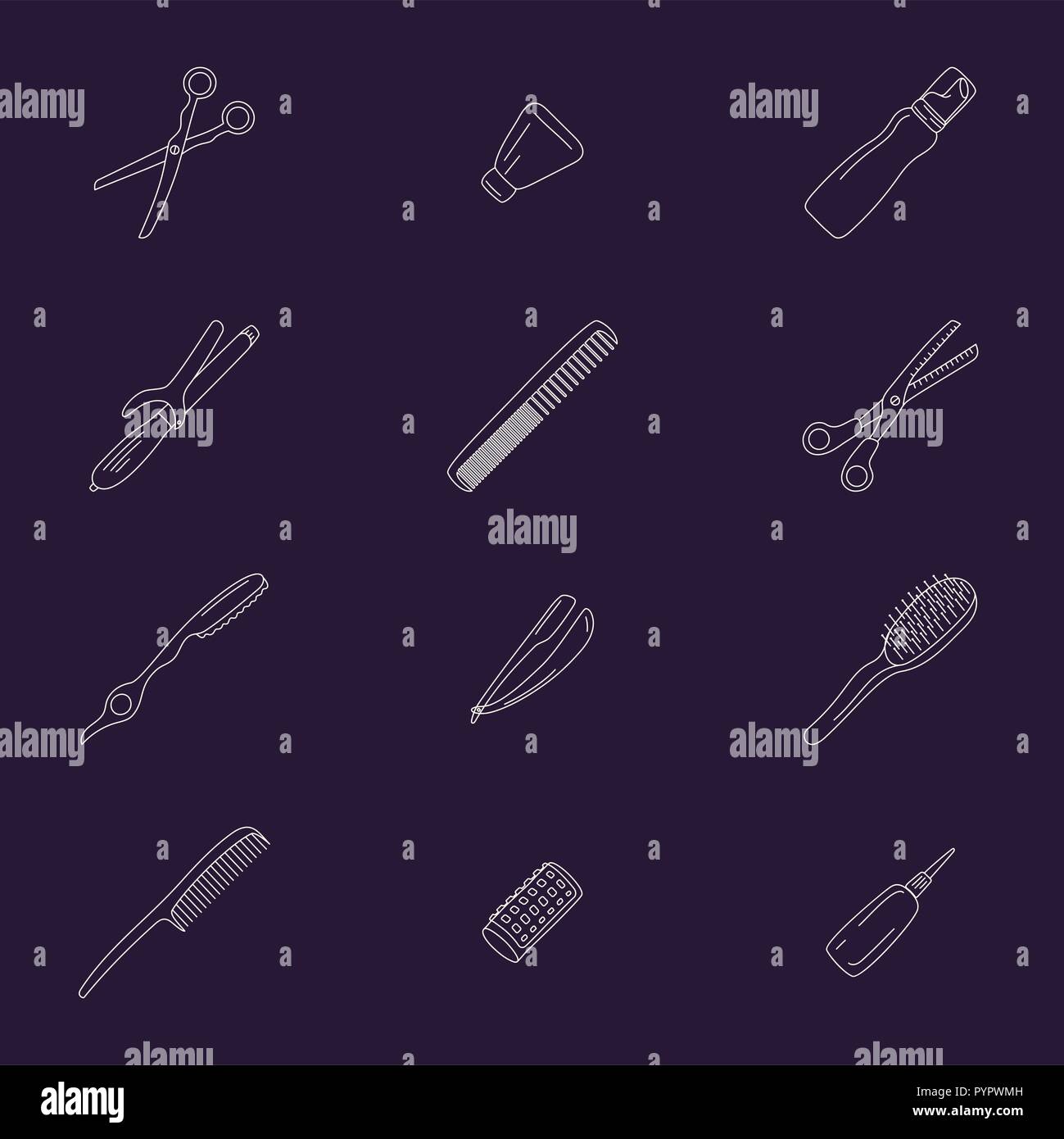 Barbershop collection isolated on white backdrop. Vector icons Stock Vector
