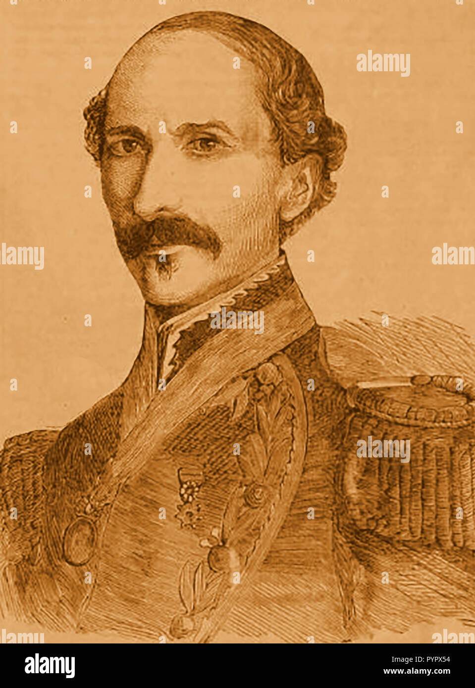 An 1859 portrait of  general Julian Castro (J ulián Castro Contreras (c. 1810 – 1875), Venezuelan military officer, Governor of Carabobo and President of Venezuela  1858 and 1859. Stock Photo