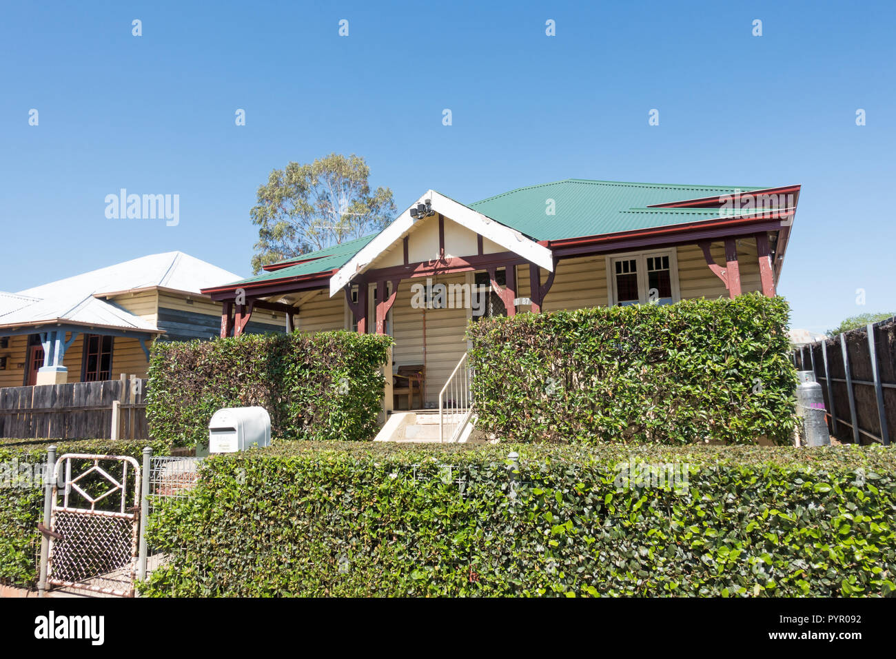 A suburban weatherboard bungalow in Tamworth NSW Australia. Stock Photo