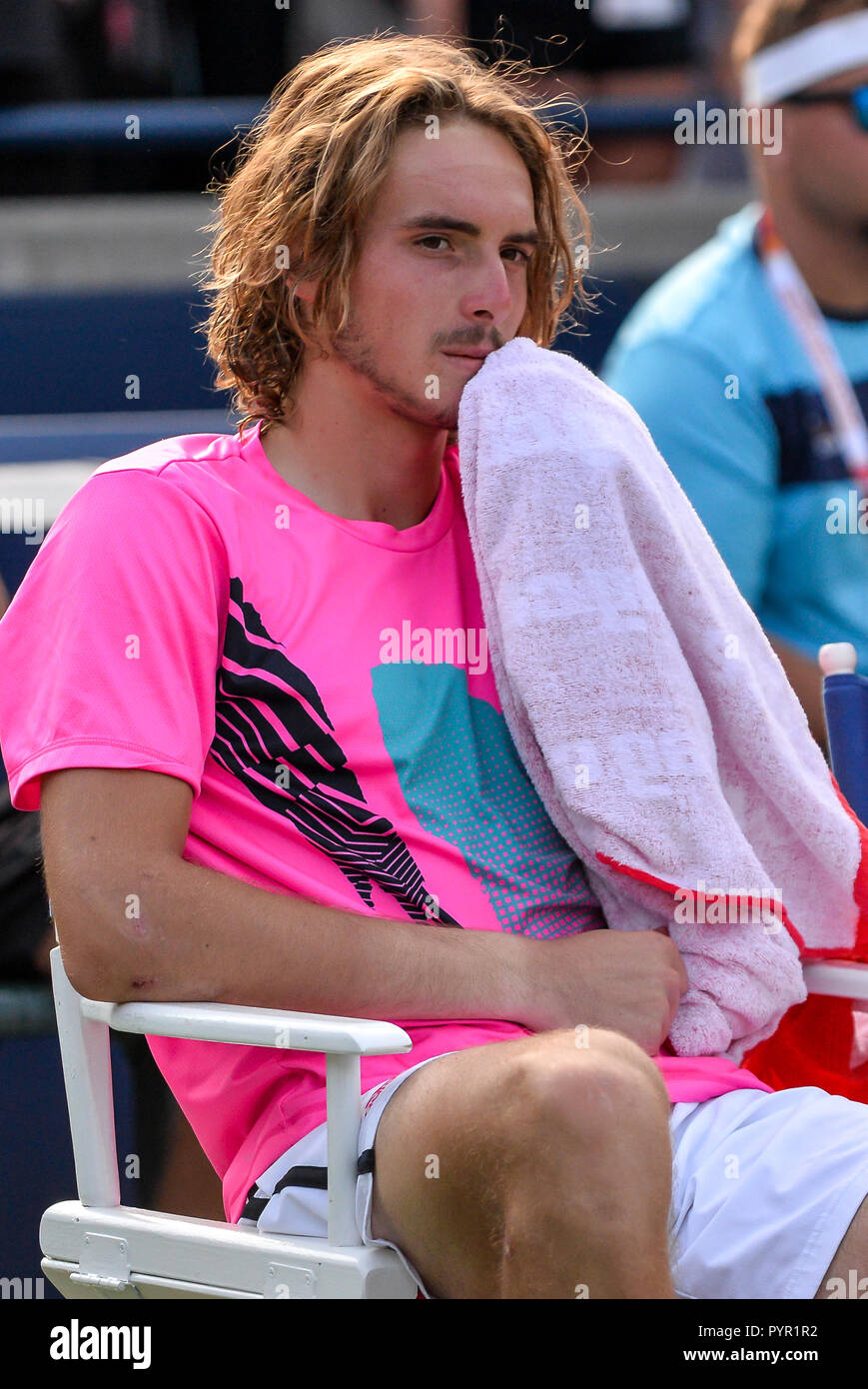 August 12, 2018 - Toronto, ON, Canada: Stefanos Tsitsipas (GRE) during the  final match of championship in the Rogers Cup tennis tournament at Aviva Ce  Stock Photo - Alamy