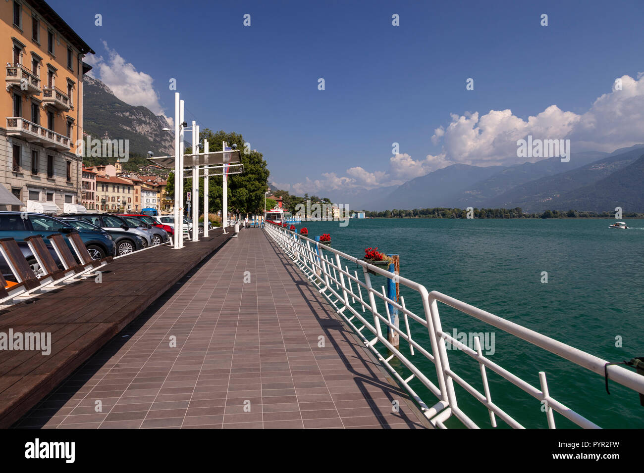 Lakeside promenade at Lovere on Lake Iseo, italy Stock Photo