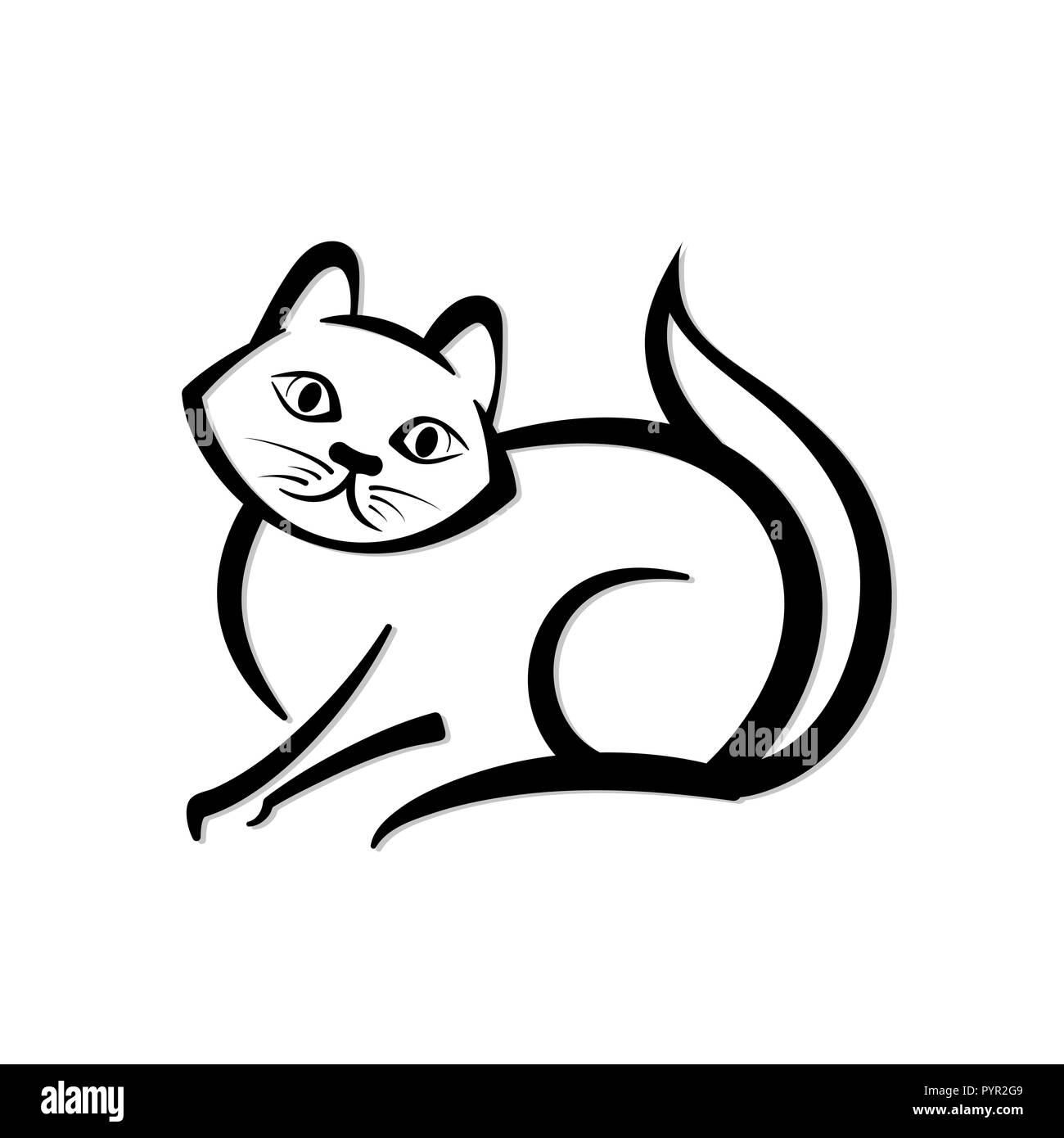 Cat head shape line icon. Vector illustration Stock Vector Image