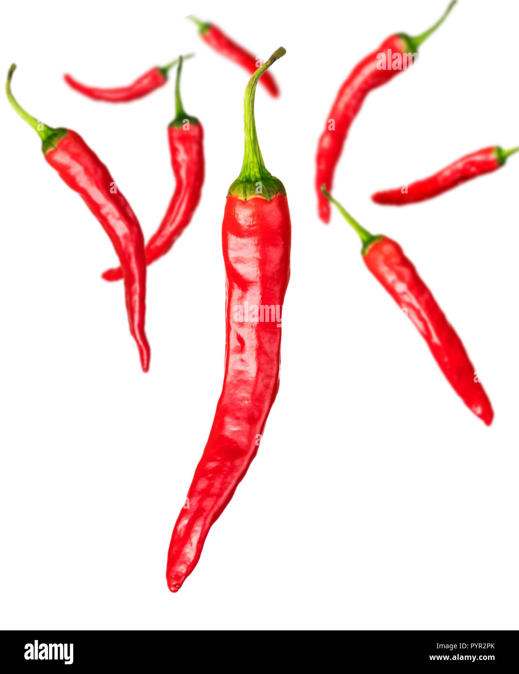 a few pieces of red chili peppers isolated on white background Stock Photo