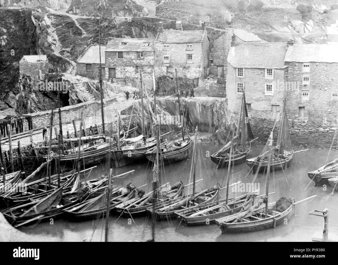 The Harbour, Polperro early 1900’s Stock Photo Alamy