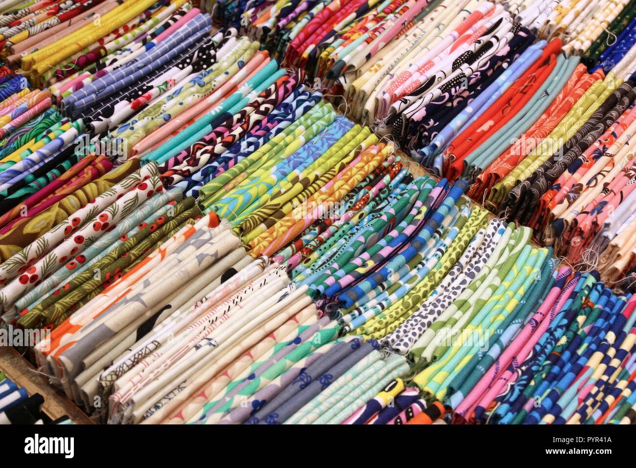 Japanese tenugui towels at a store in Kyoto. Tenugui hand towels