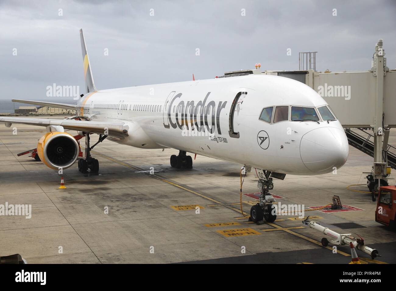 GRAN CANARIA, SPAIN - NOVEMBER 27, 2015: Condor airline Boeing 757-300 parked at Las Palmas Airport in Gran Canaria, Spain. Las Palmas Airport had 12  Stock Photo