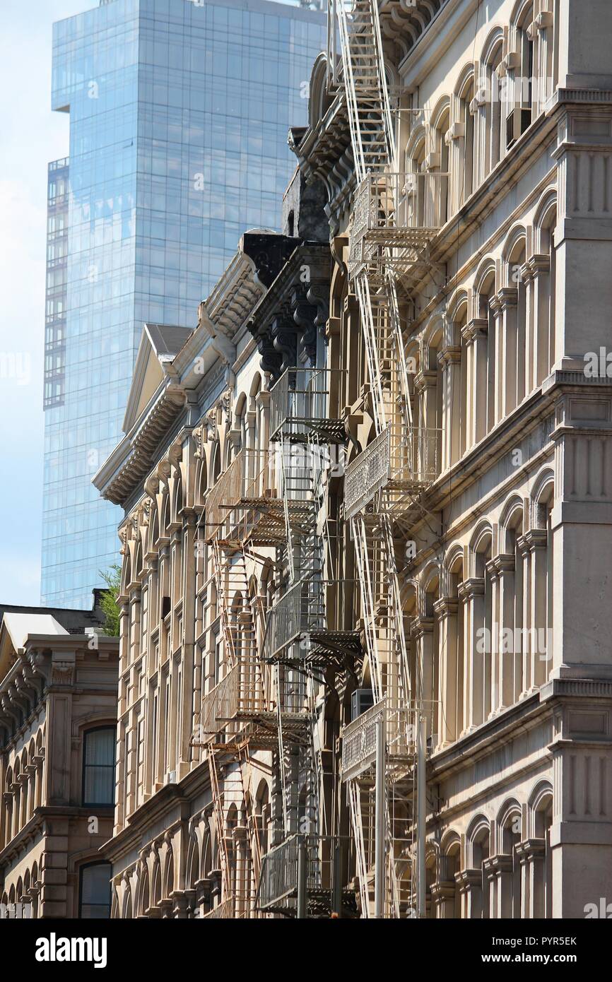 New York City, United States - old residential buildings in SoHo. Stock Photo