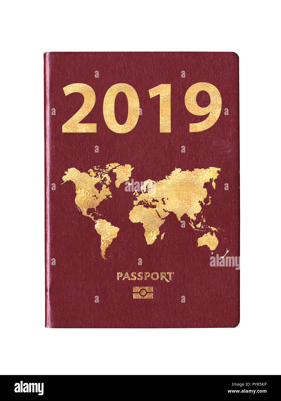 Passport 2019 with a world map on the cover, concept Stock Photo