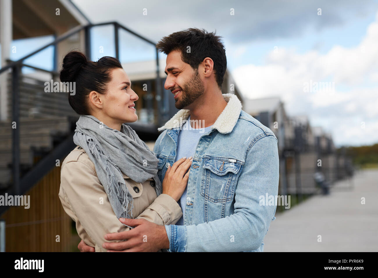 Happy couple in love outdoors Stock Photo
