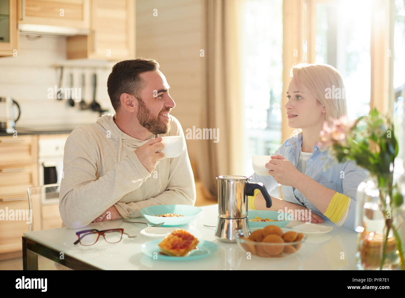 Couple Having Breakfast Stock Photo