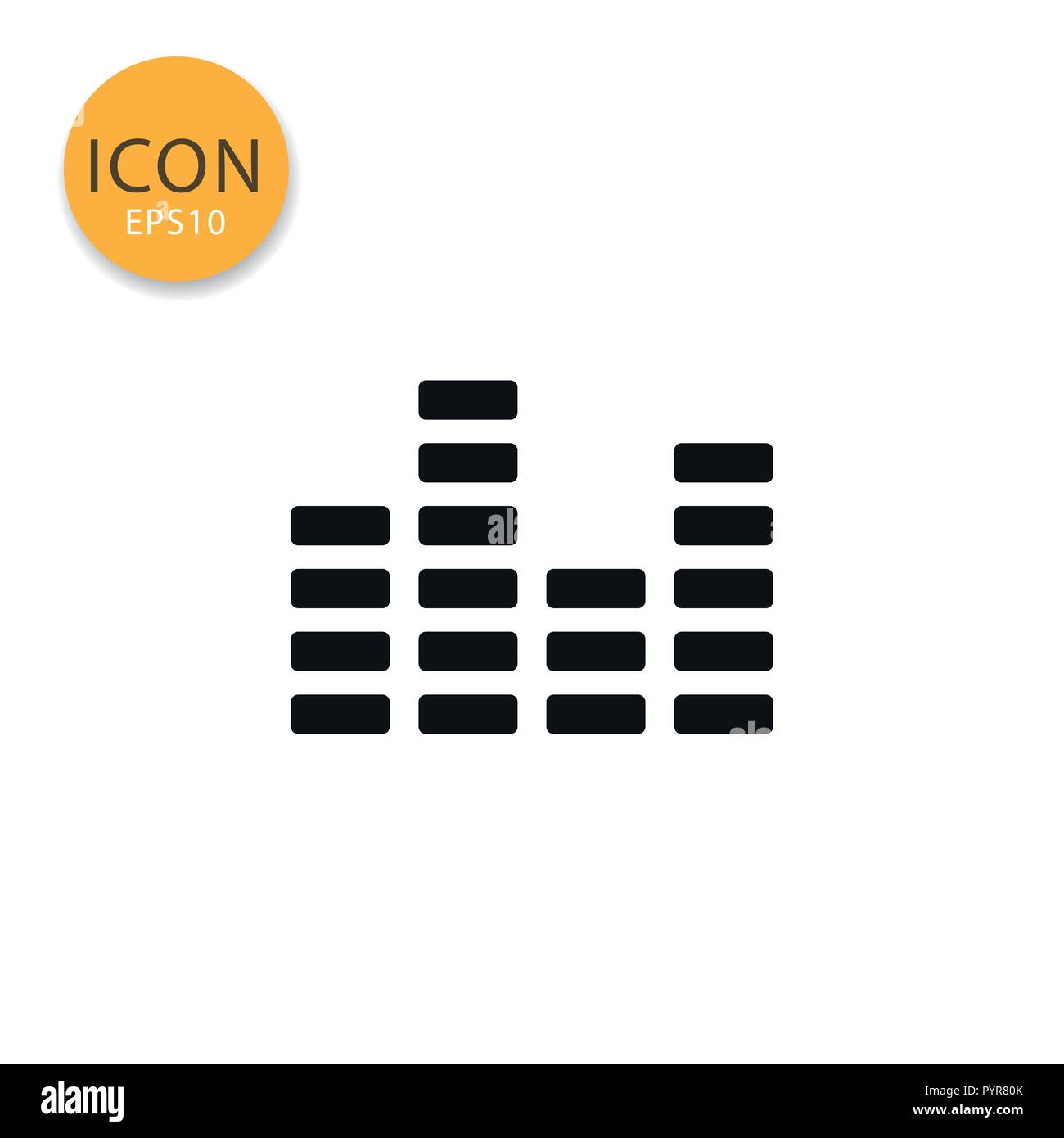 Equalizer music icon flat style in black color vector illustration on white background. Stock Vector