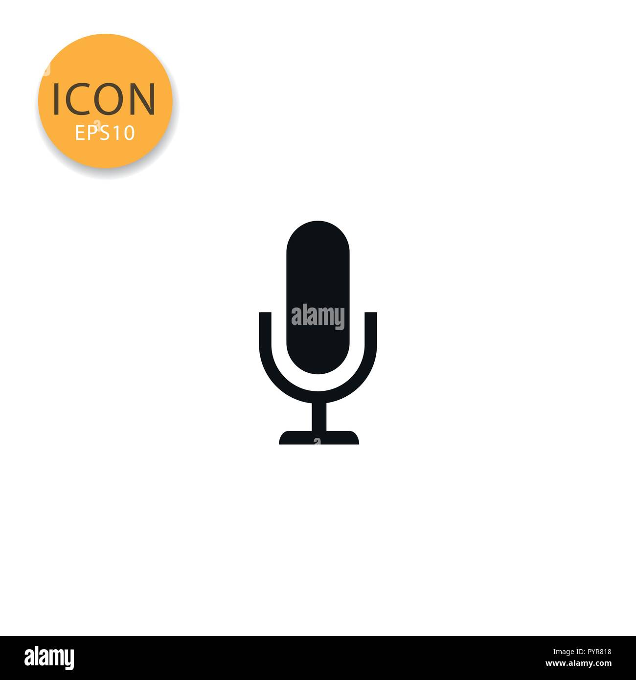 Microphone icon flat style in black color vector illustration on white ...