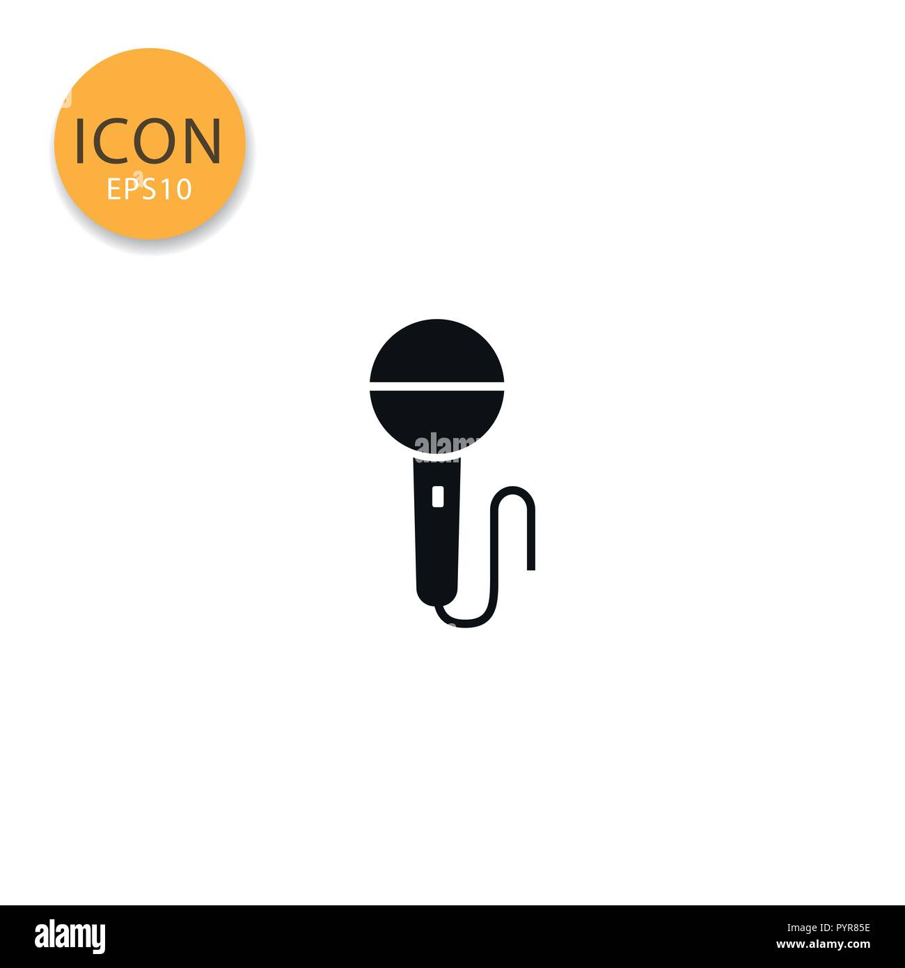 Microphone icon flat style in black color vector illustration on white ...