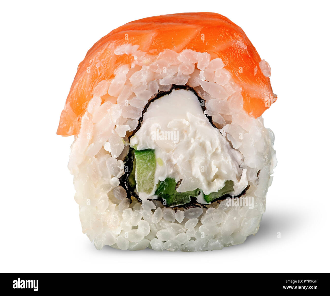 Single piece of sushi roll of Philadelphia Stock Photo