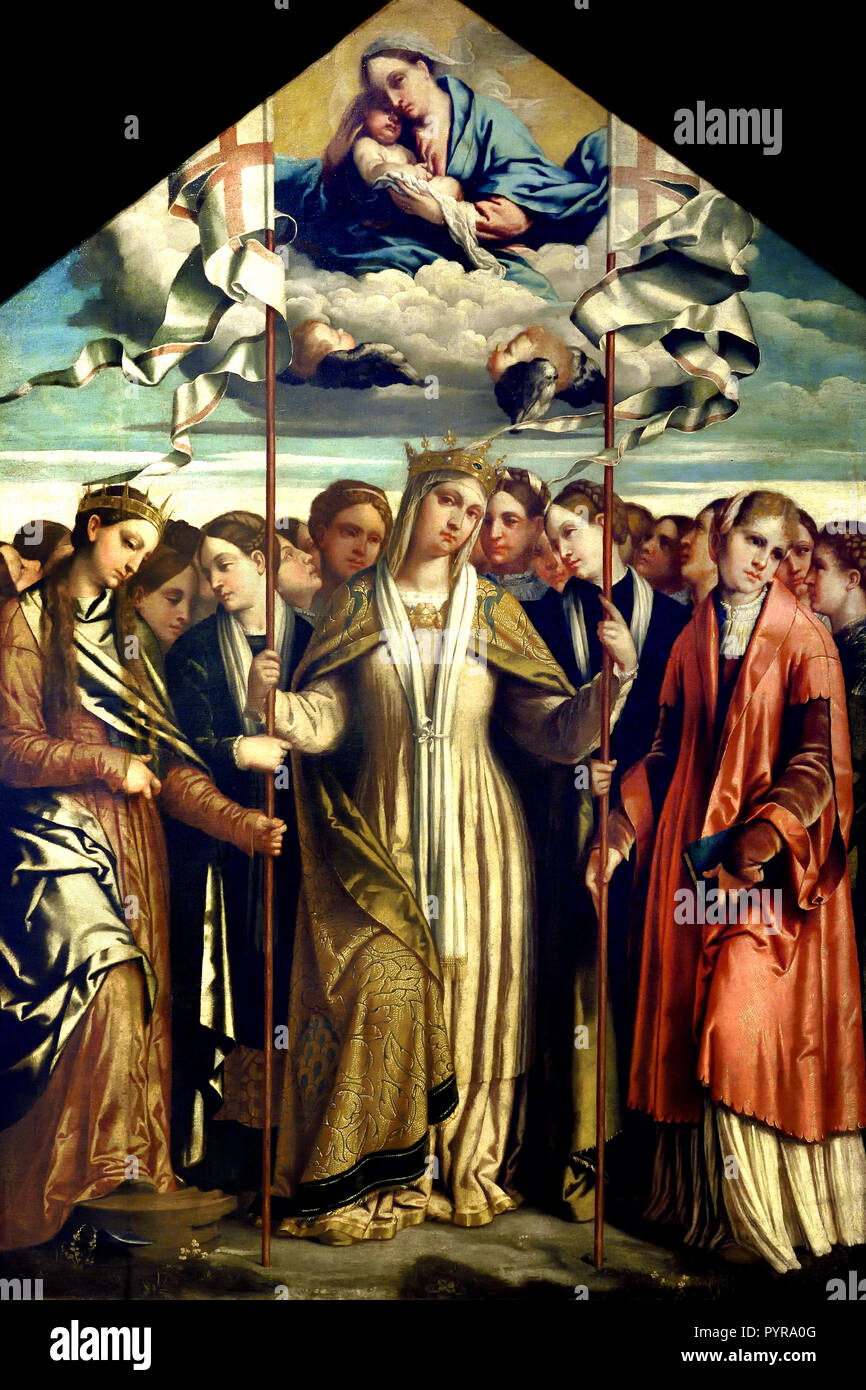 St Ursula and her Companions 1537 Alessandro Bonvicino ( Buonvicino - Moretto ) 1498 – 1554) Moretto da Brescia  16th Century, Italy, Italian Stock Photo