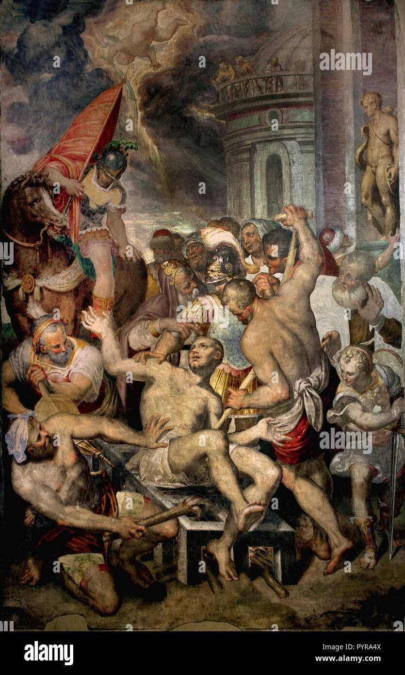 Martirio di San Vincenzo - Martyrdom of St. Vincent, before 1587 Aurelio Luini (1530-1593 ), 16th Century, Italy, Italian. Stock Photo