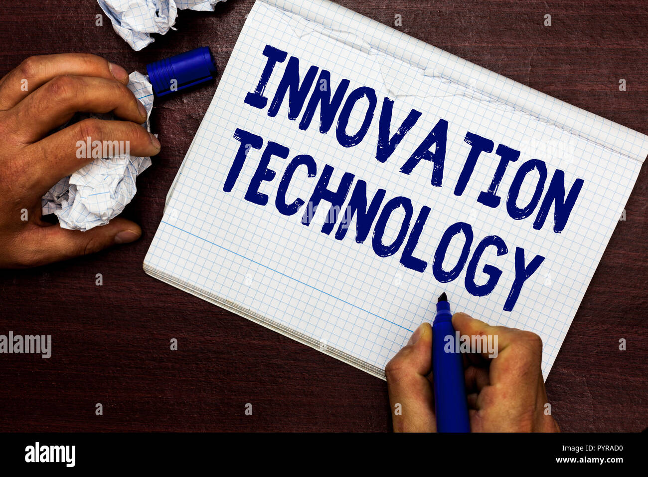 Writing note showing Innovation Technology. Business photo showcasing New Idea or Method of