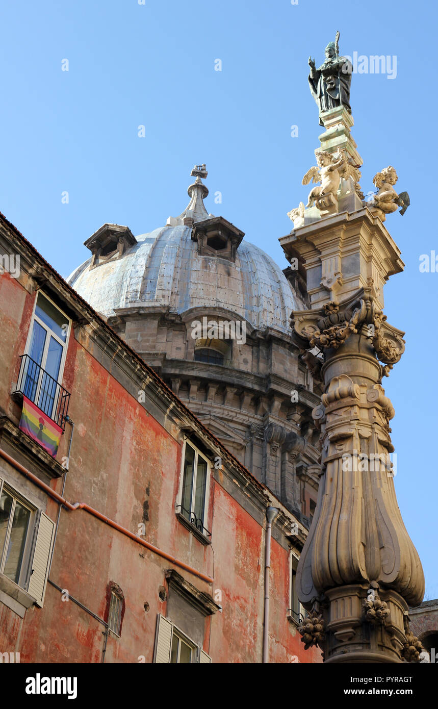 baroque architecture Piazza Riario Sforza Naples Stock Photo