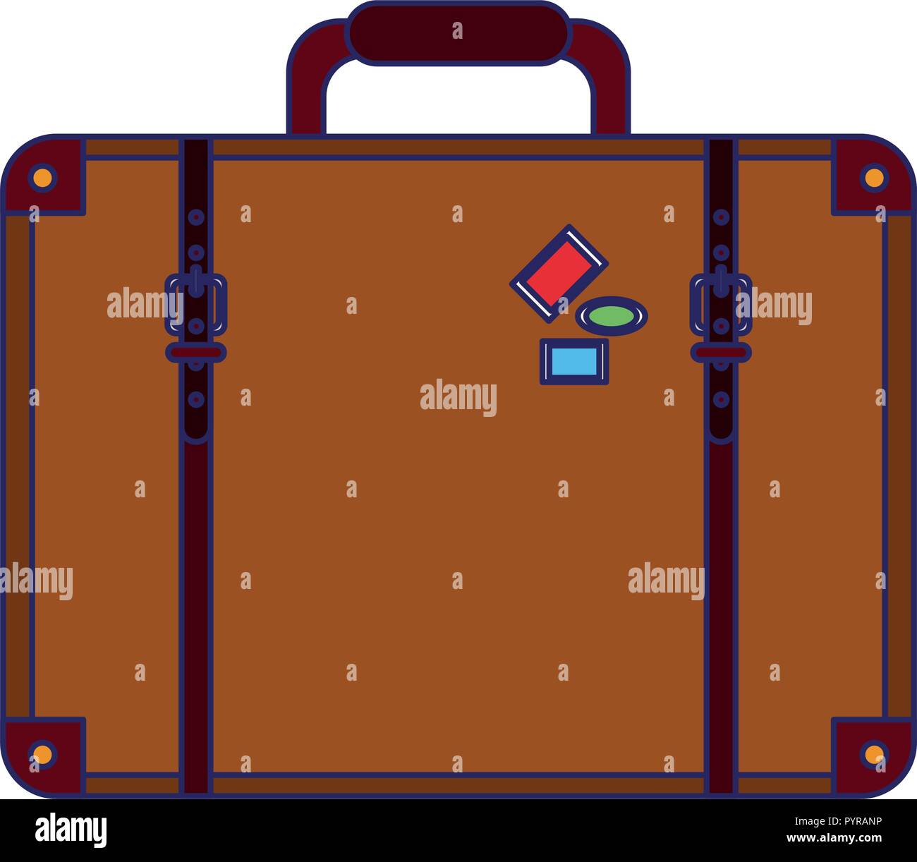 Travel leather vintage suitcase symbols vector illustration graphic