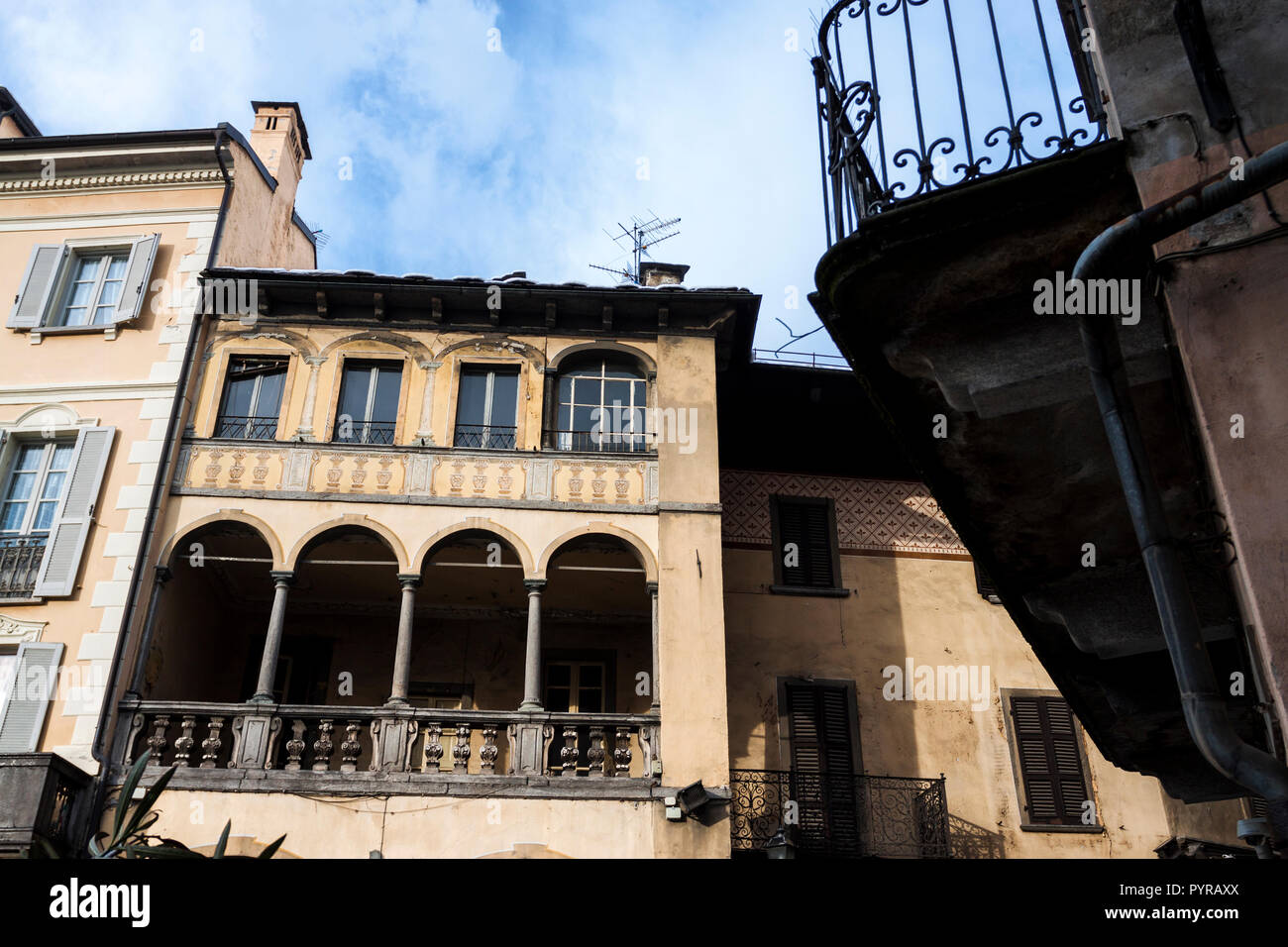 Historic building in the Market Square. Domodossola, Piedmont. Italy Stock Photo