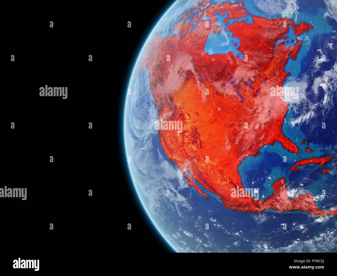 North America from space on model of planet Earth with very detailed ...