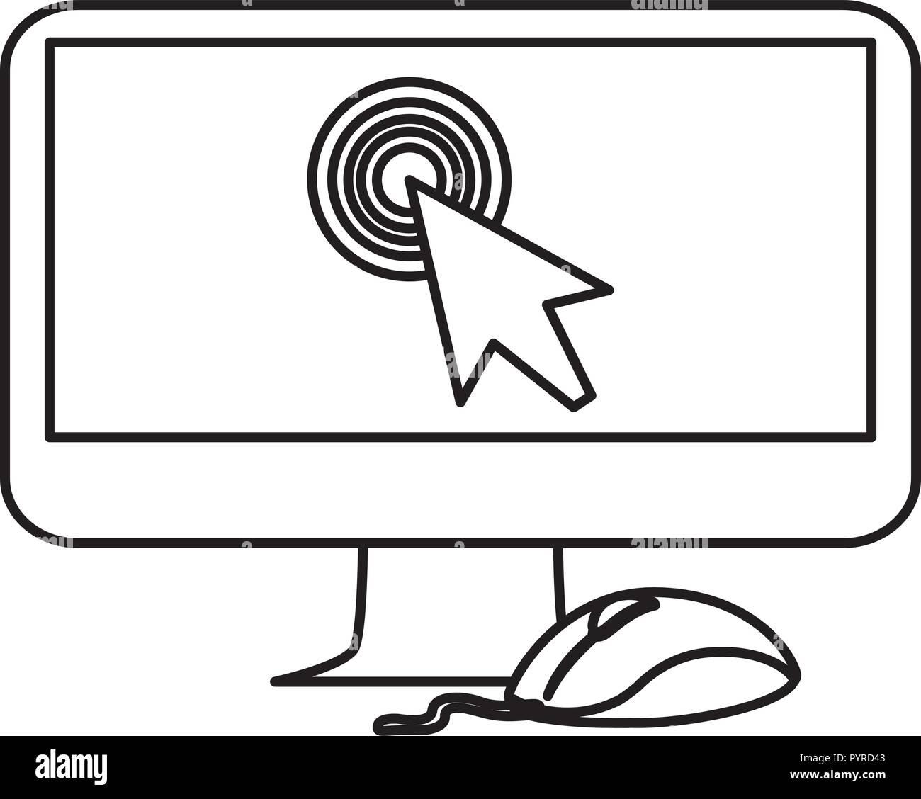 computer with mouse and cursor vector illustration design Stock Vector