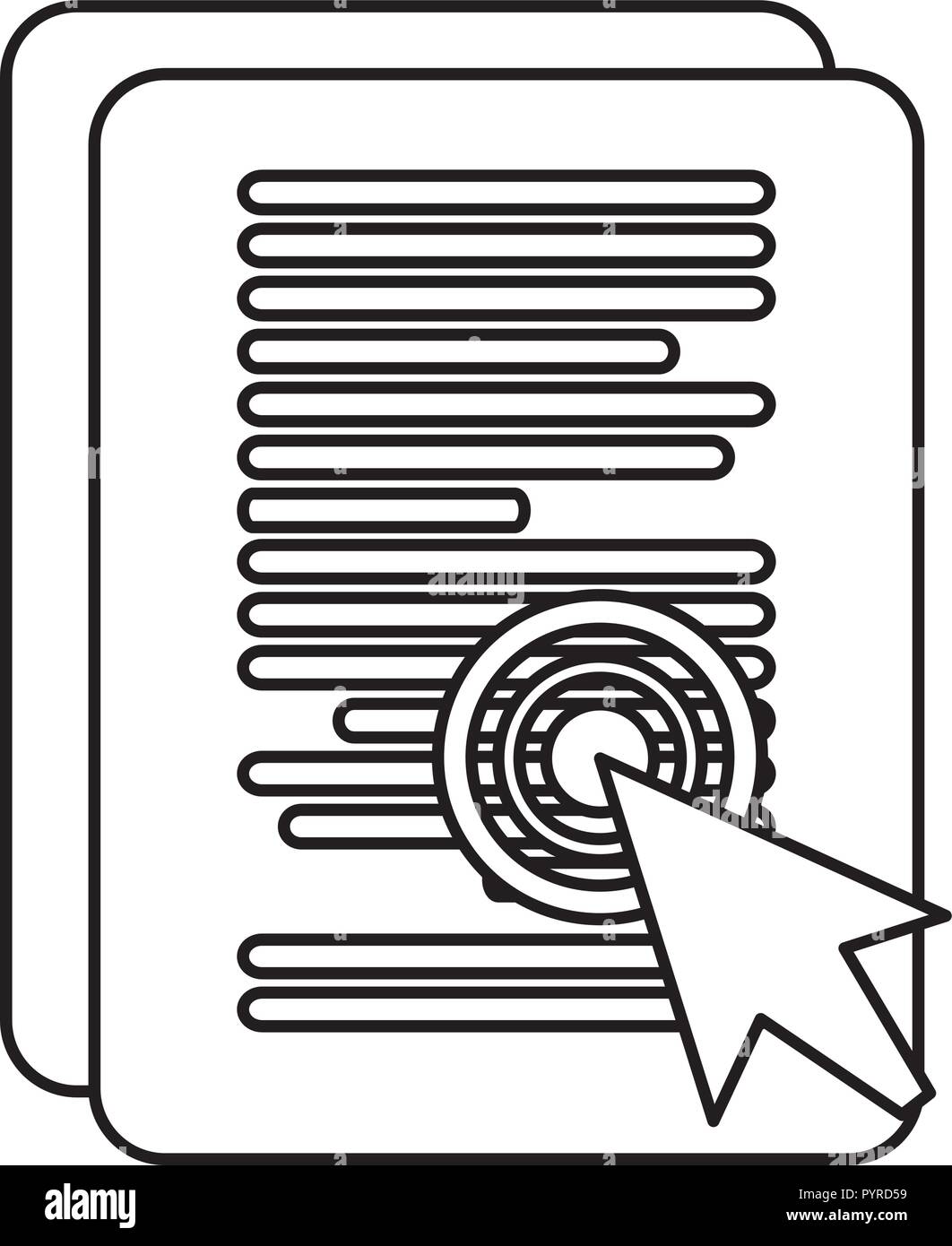 documents paper with cursor arrow vector illustration design Stock ...