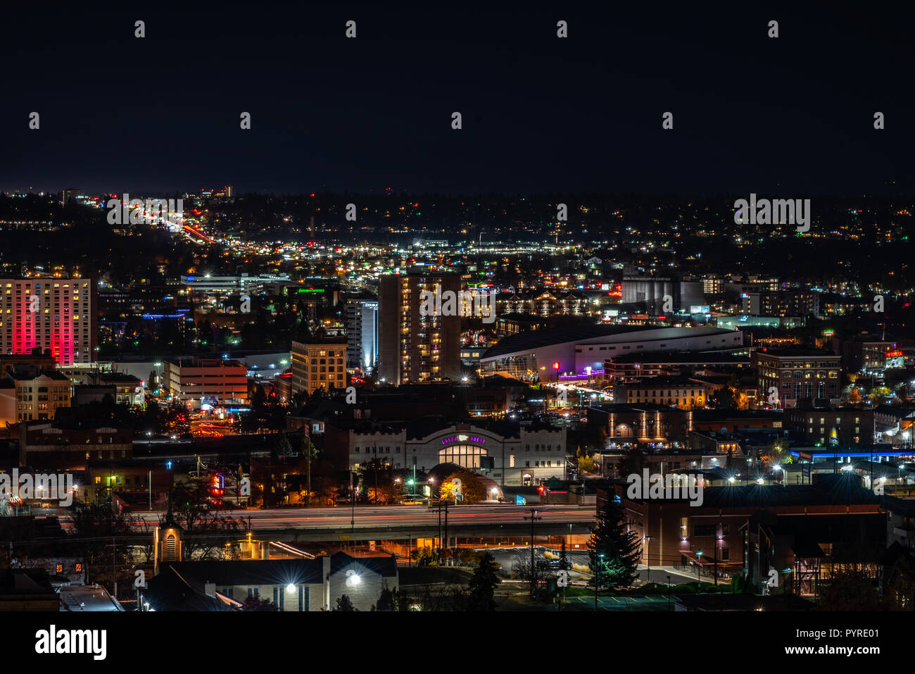 Usa washington spokane city skyline hires stock photography and images