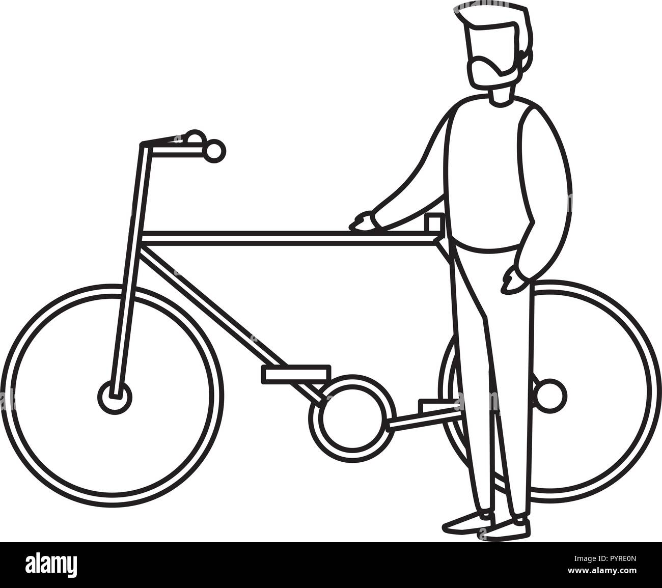 young man in bicycle character vector illustration design Stock Vector ...
