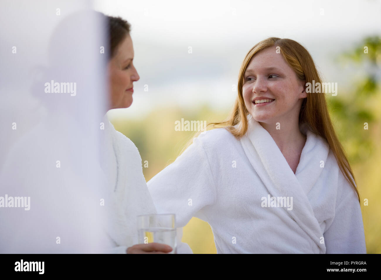 A mother and daughter at a health spa Stock Photo