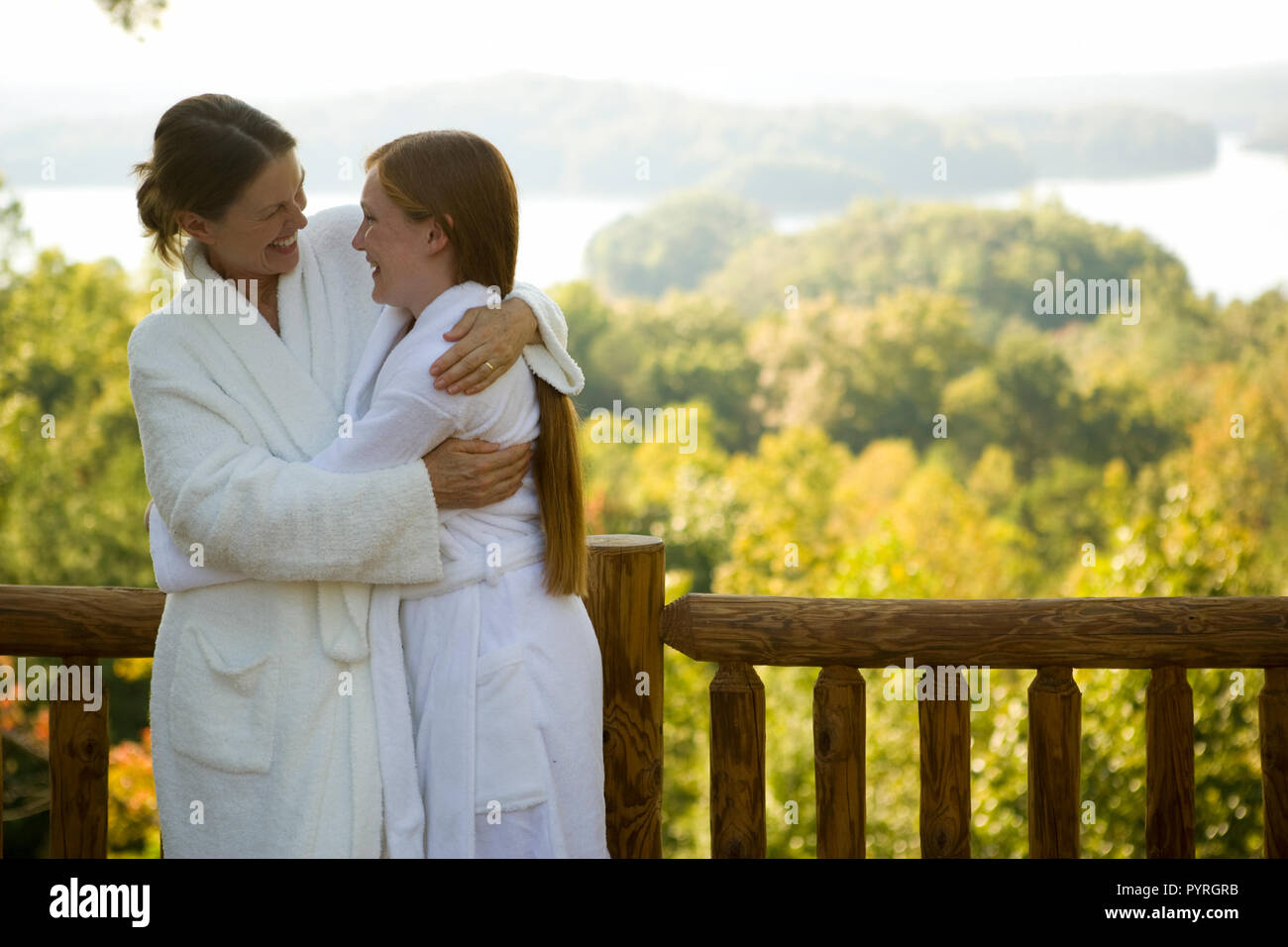 A mother and daughter at a health spa Stock Photo