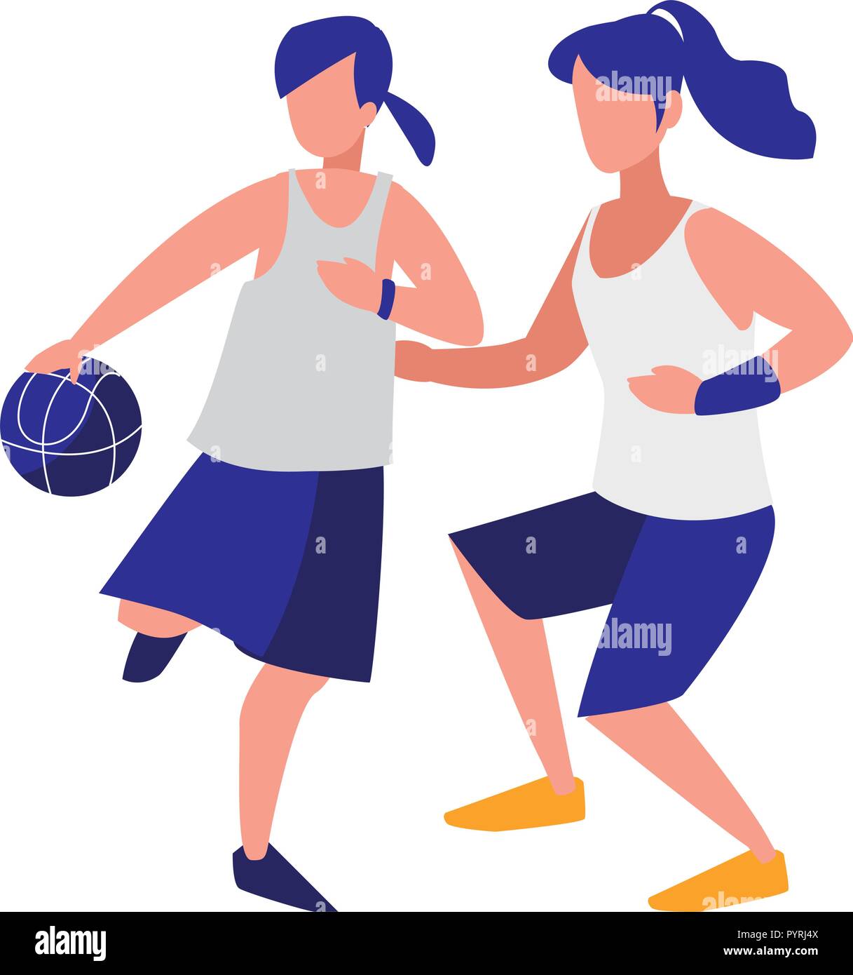 young women playing basketball vector illustration design Stock Vector