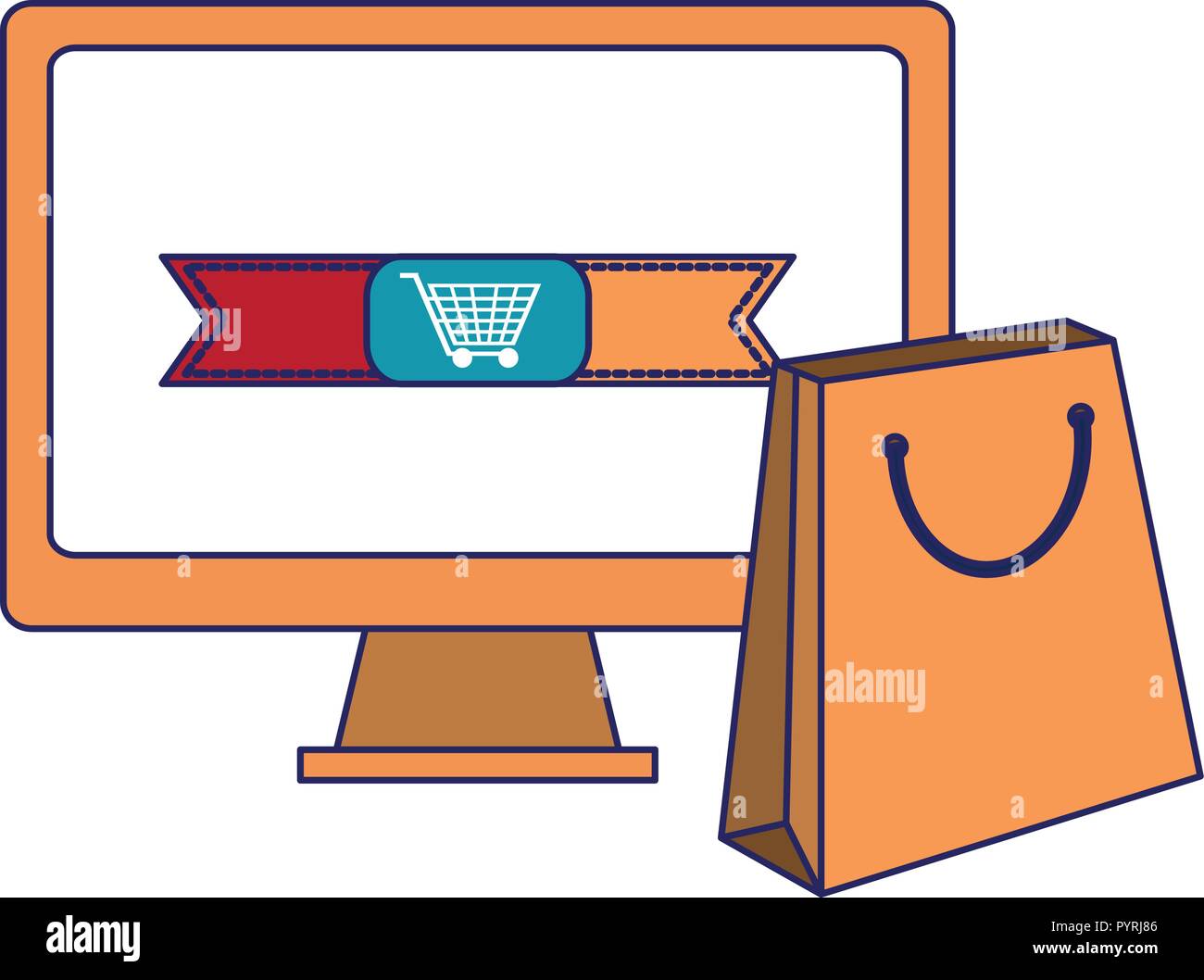 Young people buying computer Stock Vector Images - Alamy