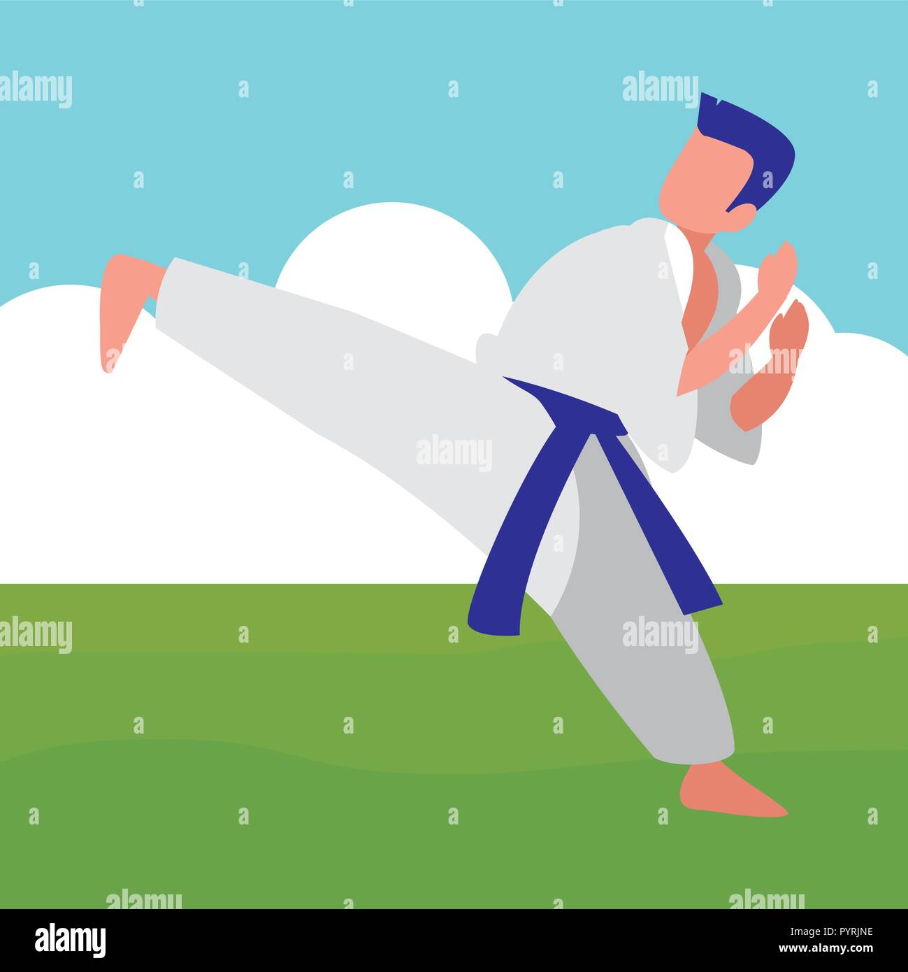 man practicing martial arts character vector illustration design Stock ...