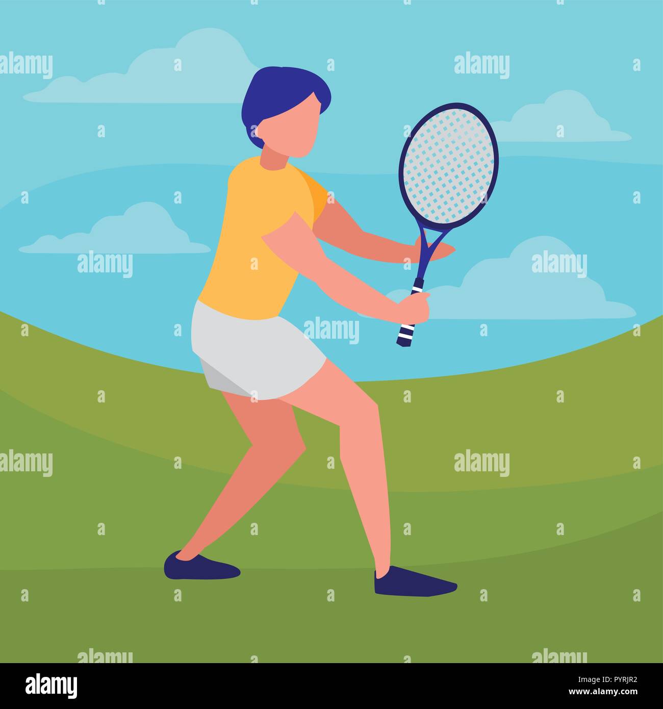 man tennis playing with ball throwing machine vector illustration design  Stock Vector Image & Art - Alamy