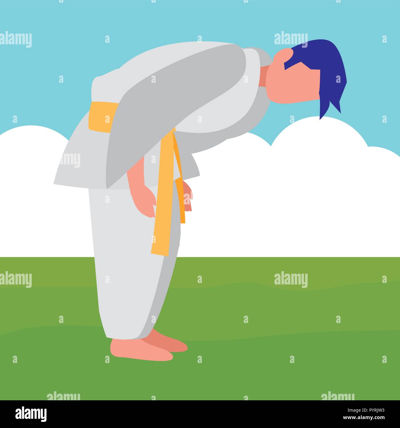 man practicing martial arts character vector illustration design Stock ...
